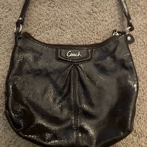 Coach dark brown leather over the shoulder bag